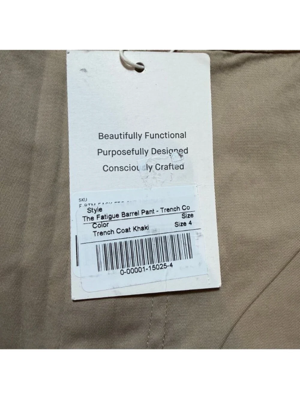 Everlane The Fatigue Barrel Pant Trench Coat Khaki Size 4 NWT